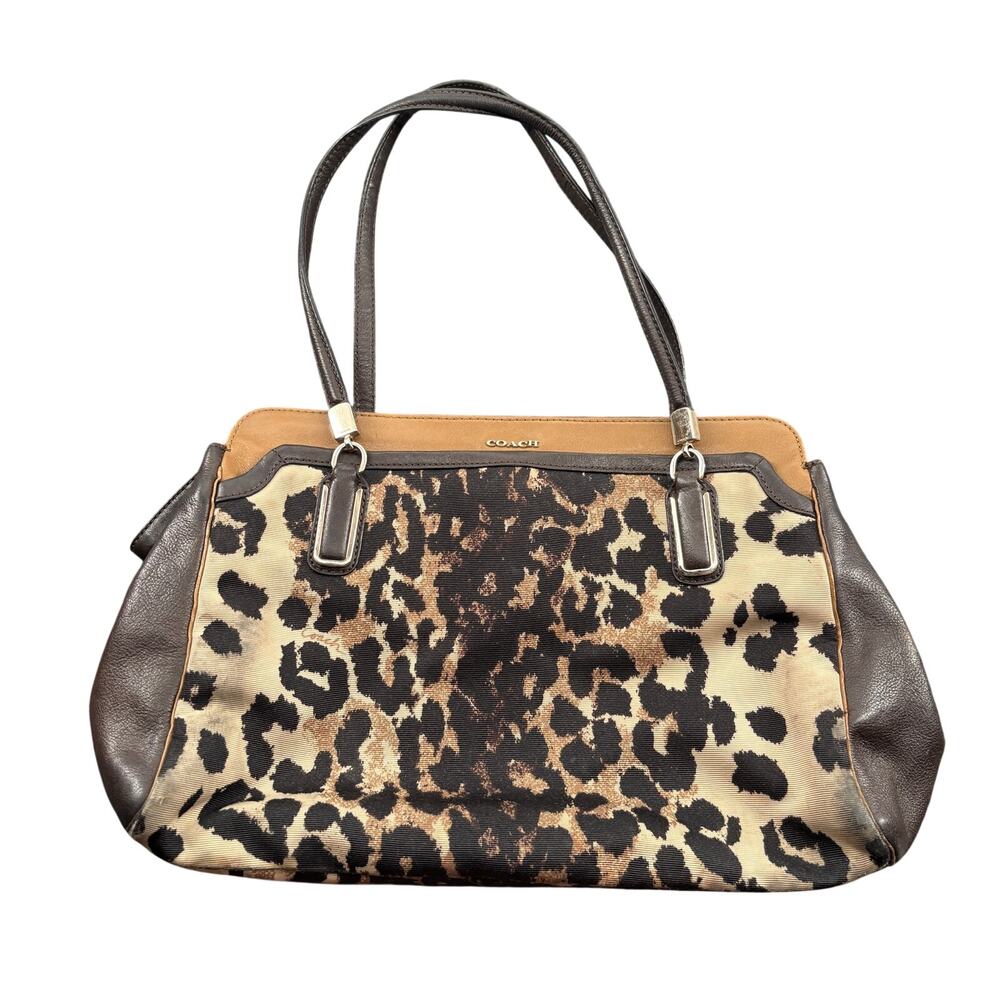Coach 25207 Madison Kimberly Cary All Ocelot Print Top Handle Purse Bag Leopard